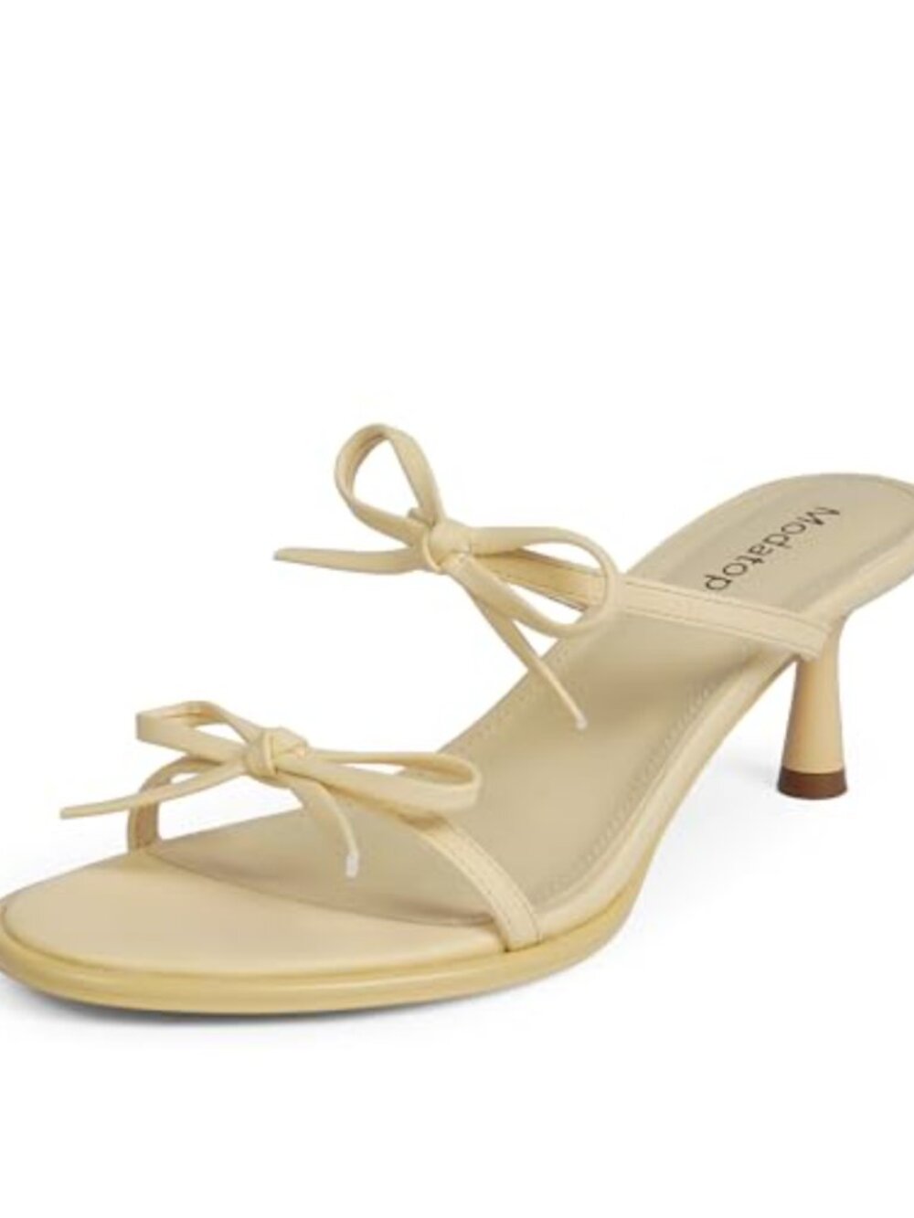 Modatope Kitten Heel Sandals Faux Leather Two Strap Bow Tie Open Toe